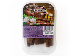 Мясо (АЛЬЯНС) вяленое утка гриль (50 гр): Сурские гренки Чеснок с зеленью (100 гр)